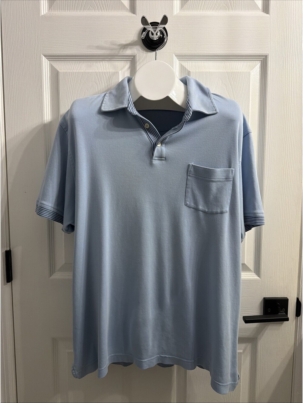 Tasso Elba Men's Size XL 100% Pima Cotton Short Sleeve Light Blue Polo Shirt